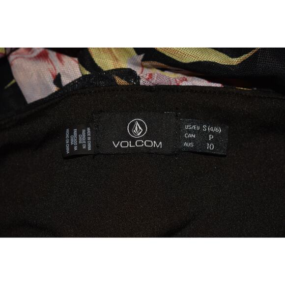 VOLCOM NEW $52 Black Floral Strappy Mesh Mini Dress Slushy‎ Hour Small - Picture 6 of 6